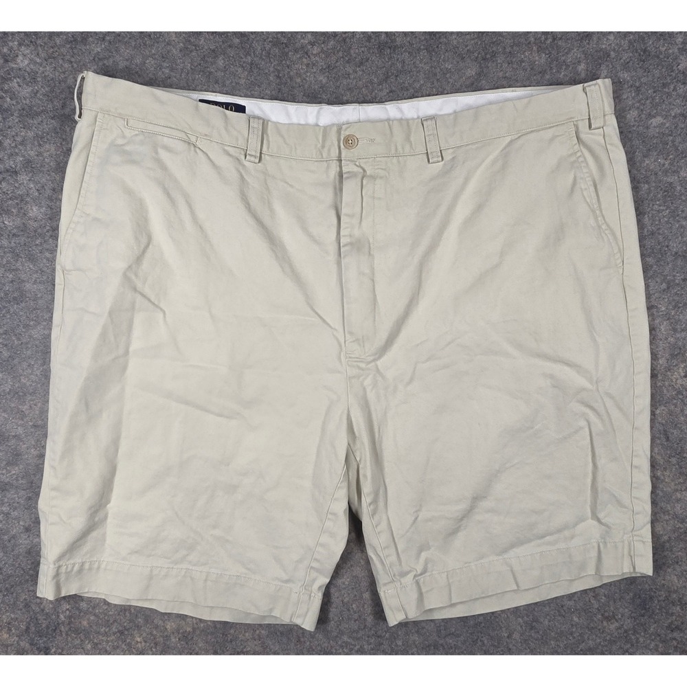 Polo Ralph Lauren Mens Big & Tall 46 Tan Khaki Cotton Chino Shorts Flat Front